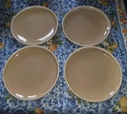 Set of 4 Hull Pottery Tawny Ridge Drip Glaze Plates 10"