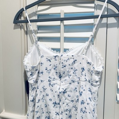 chinese dress ladies White Blue Floral Tie Shoulder Split Midi Dress – Trixxi Wholesale main image 1