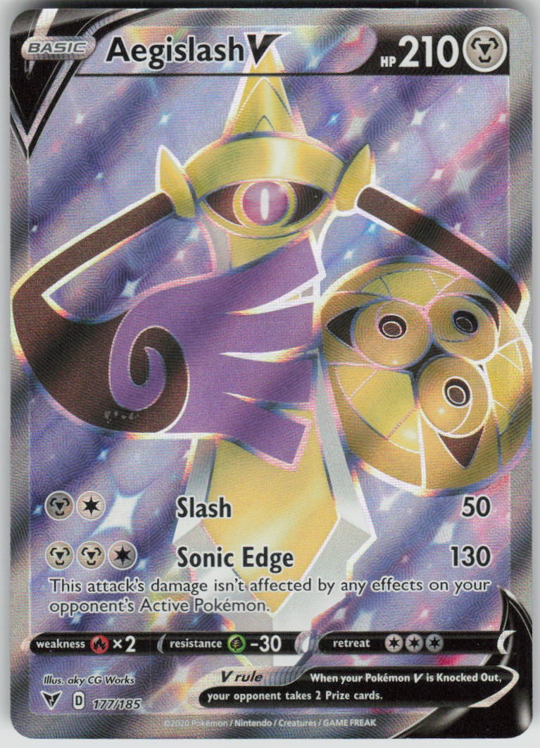 Pokemon Aegislash V (Full Art) 177/185 SWSH04: Vivid Voltage Holofoil UR NM