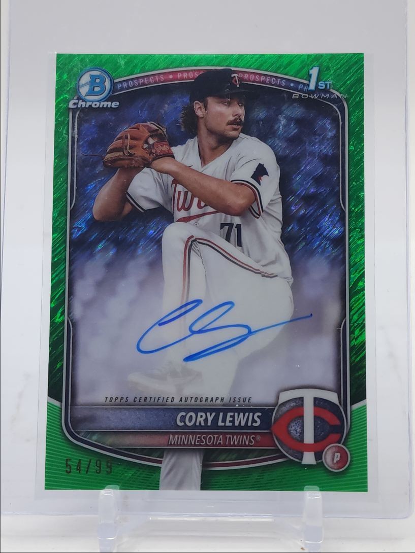 CORY LEWIS 2025 BOWMAN CHROME 1ST GREEN SHIMMER REFRACTOR AUTO /99 Q2596