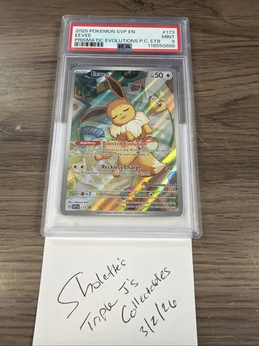 2025 POKEMON PRISMATIC EVOLUTIONS POKEMON CENTER ETB PROMO #173 EEVEE PSA 9