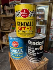 Vintage Original Lot Of 3 Kendall Motor Oil 1 Quart Cans GT-1 Superb 100 Non-Det