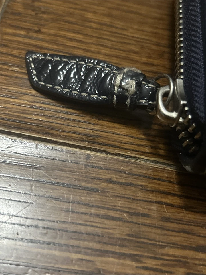 Carteira Coach longa com zíper ao redor assinatura jacquard azul marinho e cinza prata hardware - Imagem 3 de 4