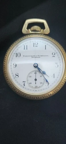 Antique 1914 Elgin Pocket Watch Ferguson Company Durban, So. Africa