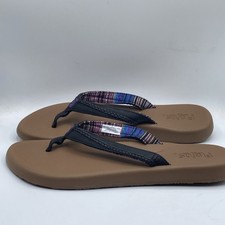 Flojos Women  s Brown Synthetic Flip Flop Sandals Slip On Logo Accent Size 9 Blk