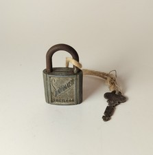 VTG 1 7/8" Slaymaker Rustless Metal Padlock Working w/Original Key Made in USA