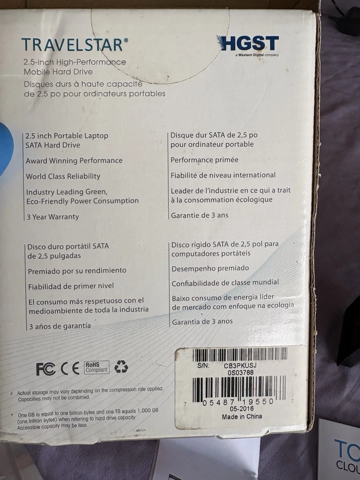 Hitachi Travelstar 7K750 750GB Hard Drive, 7200RPM,16GB Cache - HTS727550A9E364 - Image 2 of 4