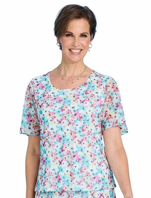 Damen Oberteil mit Engelsärmeln und Netzprint und weichem Jerseyfutter von Amber