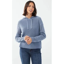 FDJ French Dressing Ivy Indigo Crochet Sleeve Sweater NWT size xl 