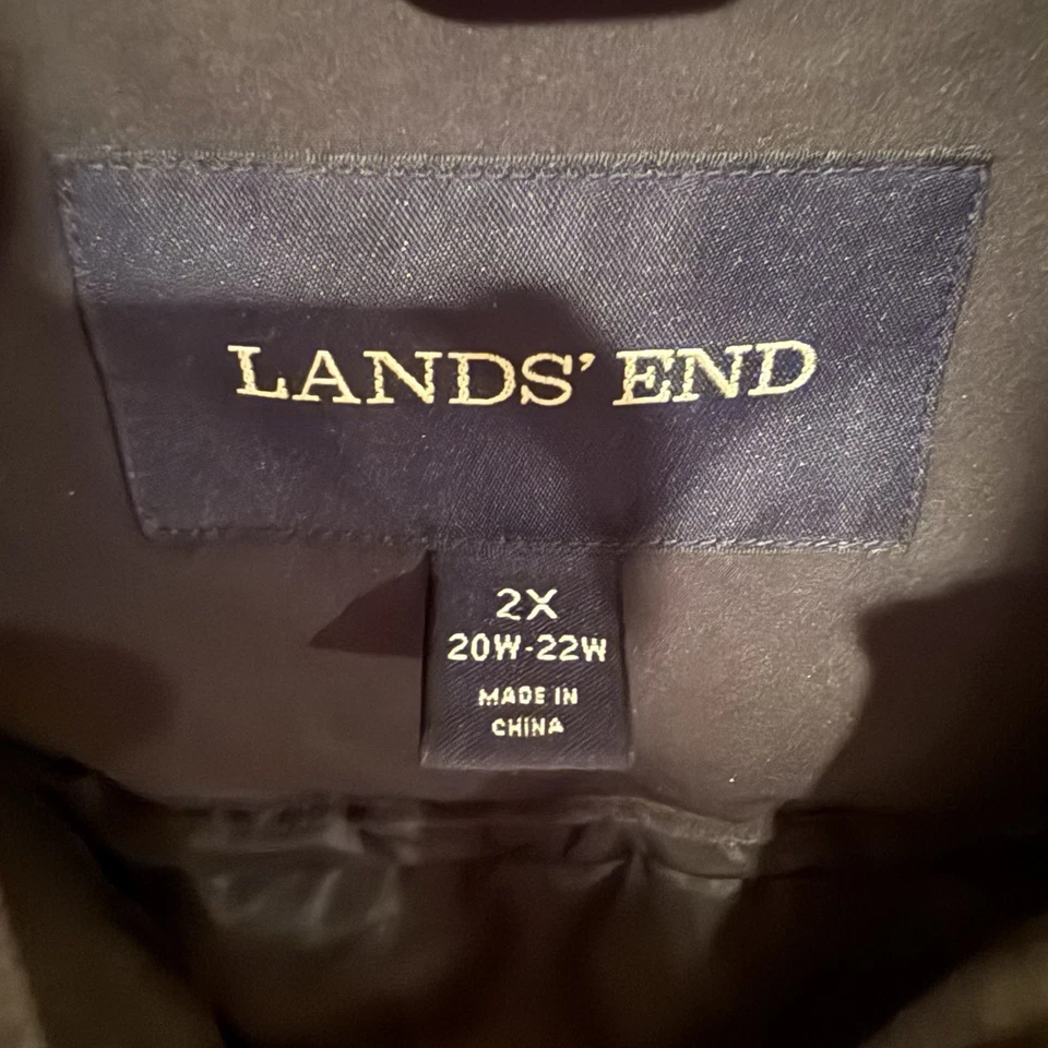 Maxi Abrigo Lands’ End Mujer 2X Largo Plumón Negro Con Capucha 80/20 Plumón Relleno Cálido Foto 2 de 4