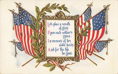 Memorial Day Patriotic Postcard Divided Back