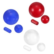 Quartz Pearl Balls Set, 2 Shape Glass Crystal Loose Beads, Red/Blue/Clear