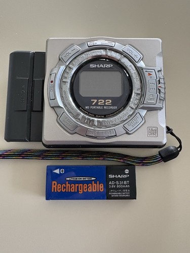 Sharp Portable Minidisc Recorder Player MD-MS722 with Battery Untested As Is