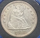 1858-O Seated Liberty Silver Quarter AU+ Nice Detail and Rims "Better Date” #650