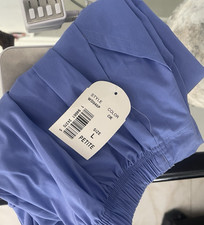 Cherokee Women  s Petite L Blue Scrub Pants Drawstring Medical Nurse Uniform Carg