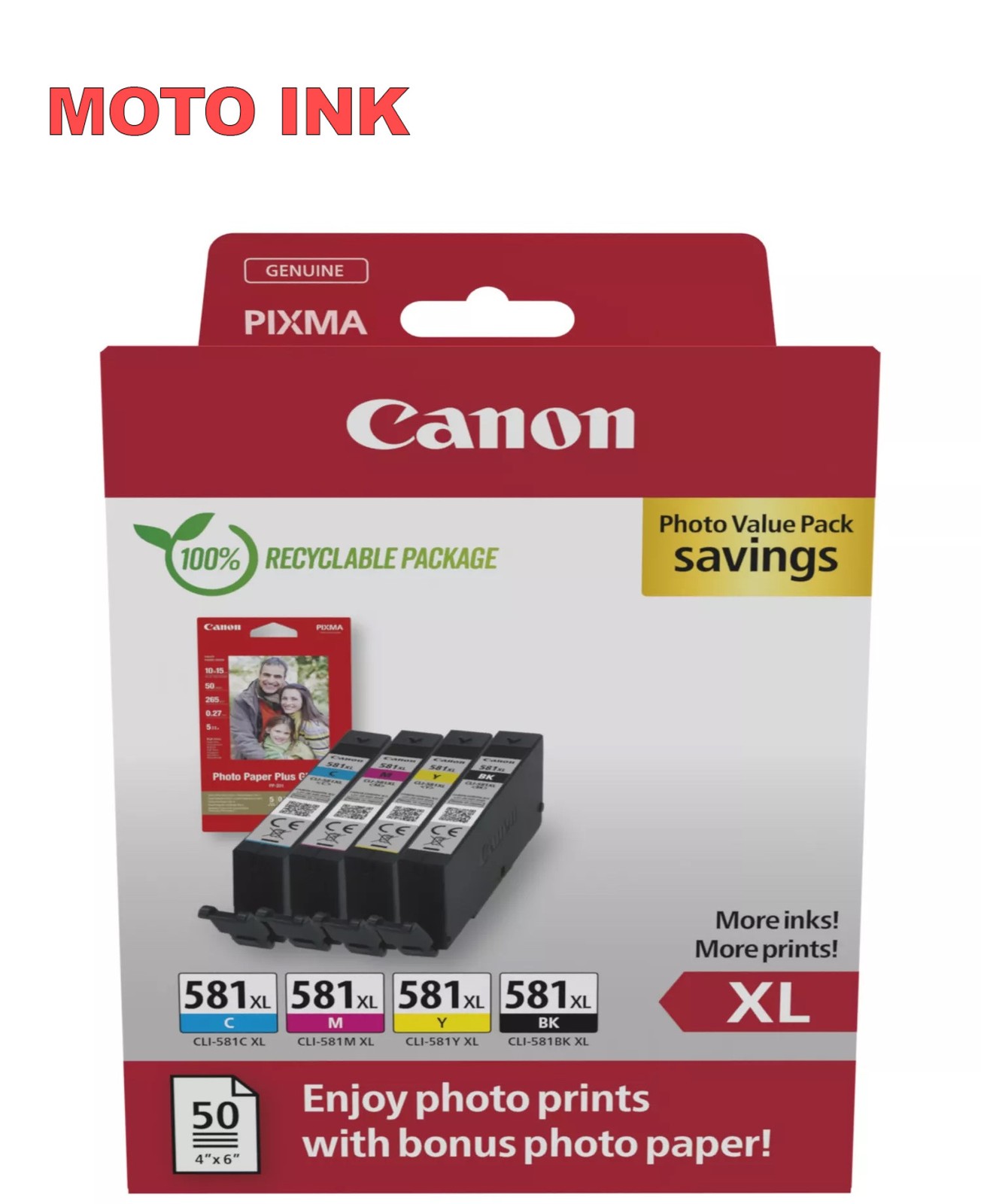 Canon CLI-581XL High Yield Genuine Ink Cartridges, Pack of 4 (Black, Cyan, Magen - Image 10