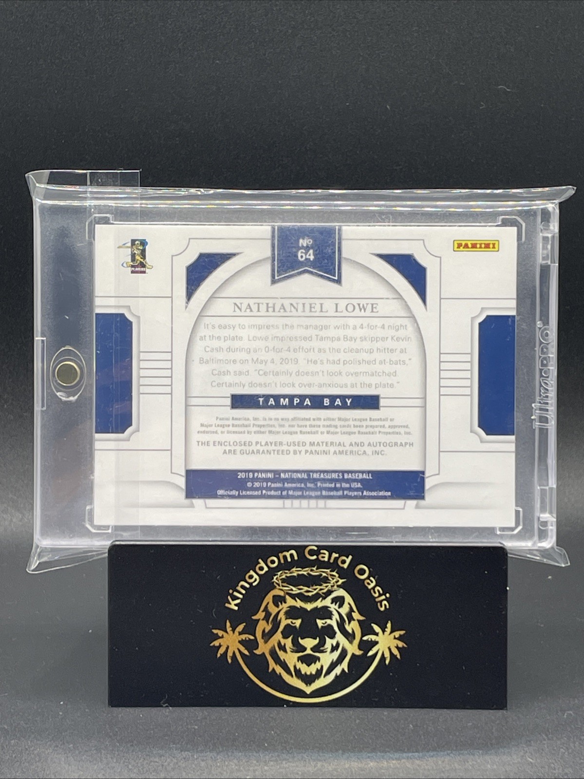 2019 Panini National Treasures #64 Nathaniel Lowe Rookie Patch Auto #d /99 RPA view 3