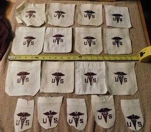 Vintage US Army Medical Convalescent White Pocket Patch Embroidered On Lot of 17