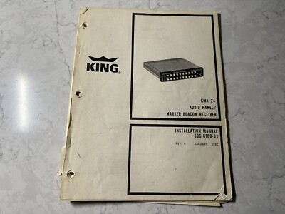 King KMA 24 Audio Panel/Marker Beacon Receiver Installation Manual