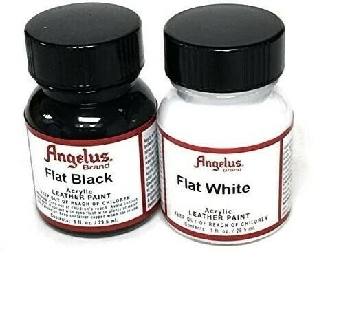 Angelus FLAT BLACK + BLACK DUO Acrylic Leather Paint 4 oz Each