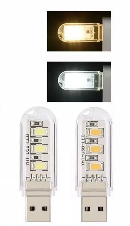6 X USB emergency WARM WHITE LED Power Bank 3 Led LED Lamp Lighting Night Light - image 4 of 4