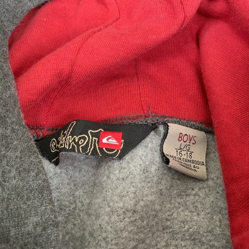 Quiksilver Sweatshirt Pullover Hoodie Fleece Logo Beach Gray Boys Youth LARGE - Picture 12 of 15