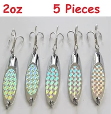 Casting 2oz Kast Spoons 5 Pieces Silver Saltwater Fishing Lures 
