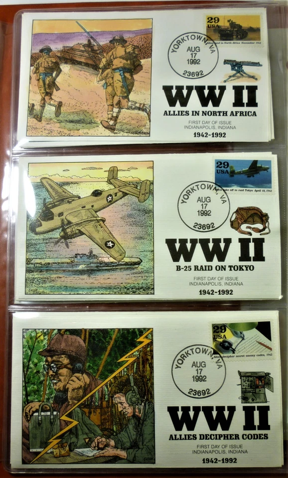 1992 WORLD WAR II - 20 Collins Hand Painted First Day Covers - Image 2 of 4