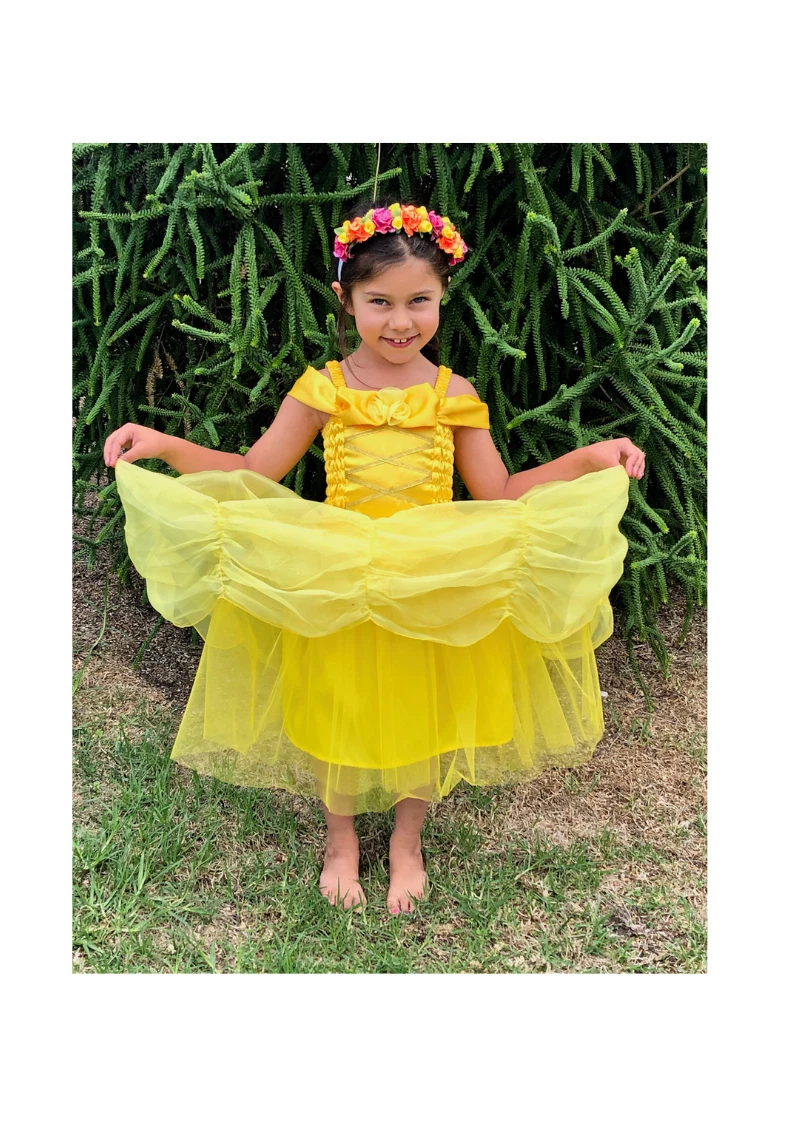 Girls Belle Dress Costume Princess Belle Costume 2 Piece Set