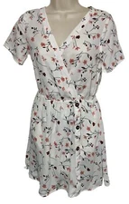 Sienna Sky Women XS Pink & White Floral Short Sleeve Button Dress