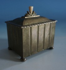 Rzadkość WMF Art Deco Puszka z pokrywką Mosiądz z drewnem wyrazista około 1910 roku (F23-1435