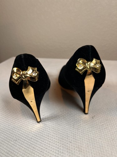 Vintage Black Velvet Heels Size 7 - Picture 5 of 11