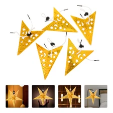 5PCS 30CM Hanging Star Lantern 3D Paper Star Pentagram Lampshade for Christmas