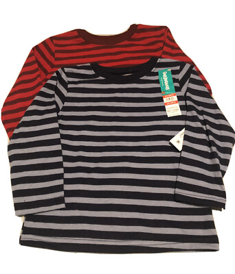 Garanimals T-Shirts Set of 2 Long Sleeve Size 2T Stripes NEW Blue Red   5k39