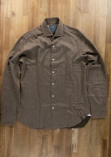 BARBA Napoli Dandy Life brown flannel cotton shirt Size 41 / 16 authentic