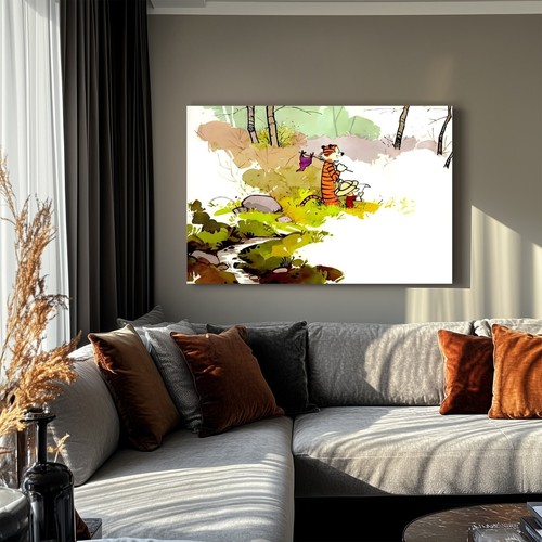 Calvin und Hobbes Leinwand Wandbild Kunstdruck - Kinder Cartoon gerahmt Wandbehang - Bild 11 von 11