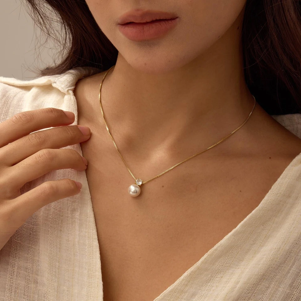 Collares de perlas doradas para mujer, gargantilla de perlas delicadas naturales de agua dulce de 14K nueva... Foto 2 de 4