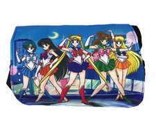 Sailor Moon Cartoon Anime Black Portable Handbag Removable Flap 2 Pocket Zippers