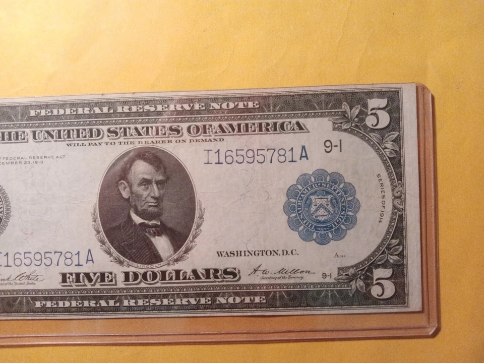 1914 Large Size $5 FRN Minneapolis - Image 2 of 4