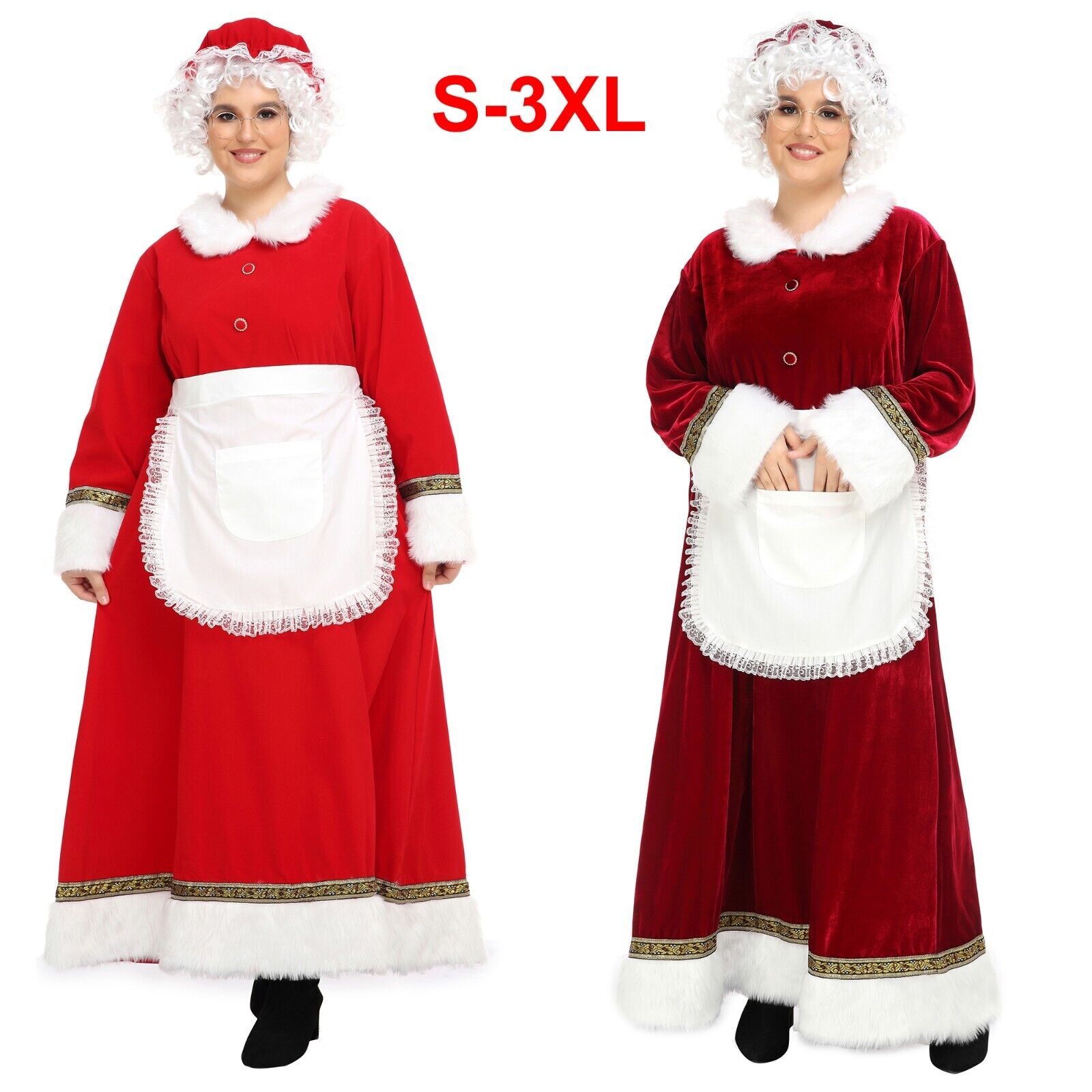 Mrs Claus Wig Adult Womens Santa Costume Fancy Dress