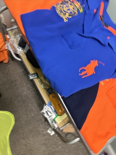 Ralph Lauren 3 Polo Uomo Large Blu Arancione Big Pony Marine Estate Classica - Foto 10 di 14