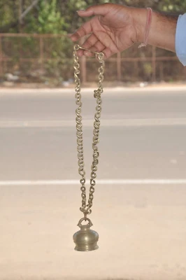 Vintage Hanging Handcrafted Solid Heavy Cow Bell With Chain - Image 1 of 4