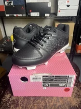 New NIB Girls Rip-It Diamond Softball Cleats Molded Black/Black Size 5.5