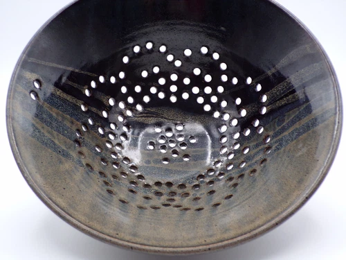 Vintage Zakala Pottery Fruit Berry Bowl Colander 9" Designer Glaze Finish C25