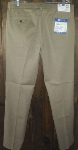 NWT Haggar Premium No Iron Straight Fit Flat Front Stretch Khaki Pants 36x34 - Picture 2 of 16