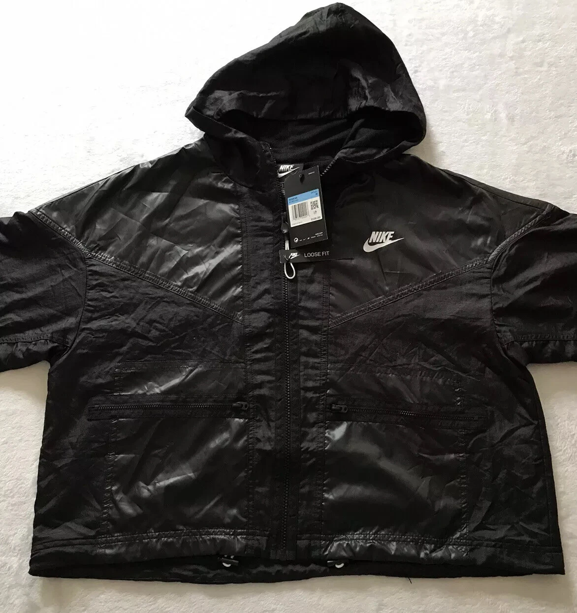 Nike Sportswear Windrunner Cargo Jacket Black Solid Women's MEDIUM BV2833-010