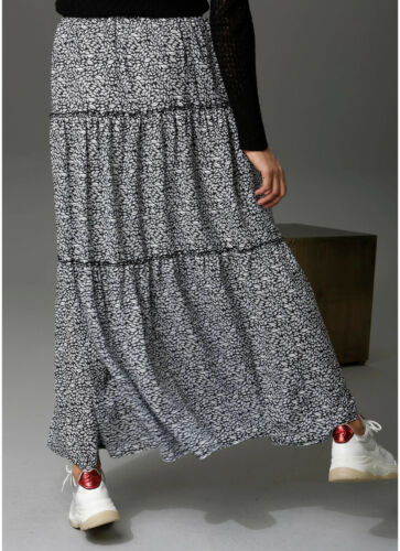 Aniston CASUAL Falda Maxi Estampado, Blanco y Negro. ¡¡¡NUEVO!!! OFERTA%%% - Imagen 2 de 4