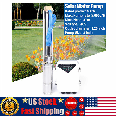 3'' DC Solar Water Pump Submersible Deep Bore Well Pump 48V 400W +MPPT Controller