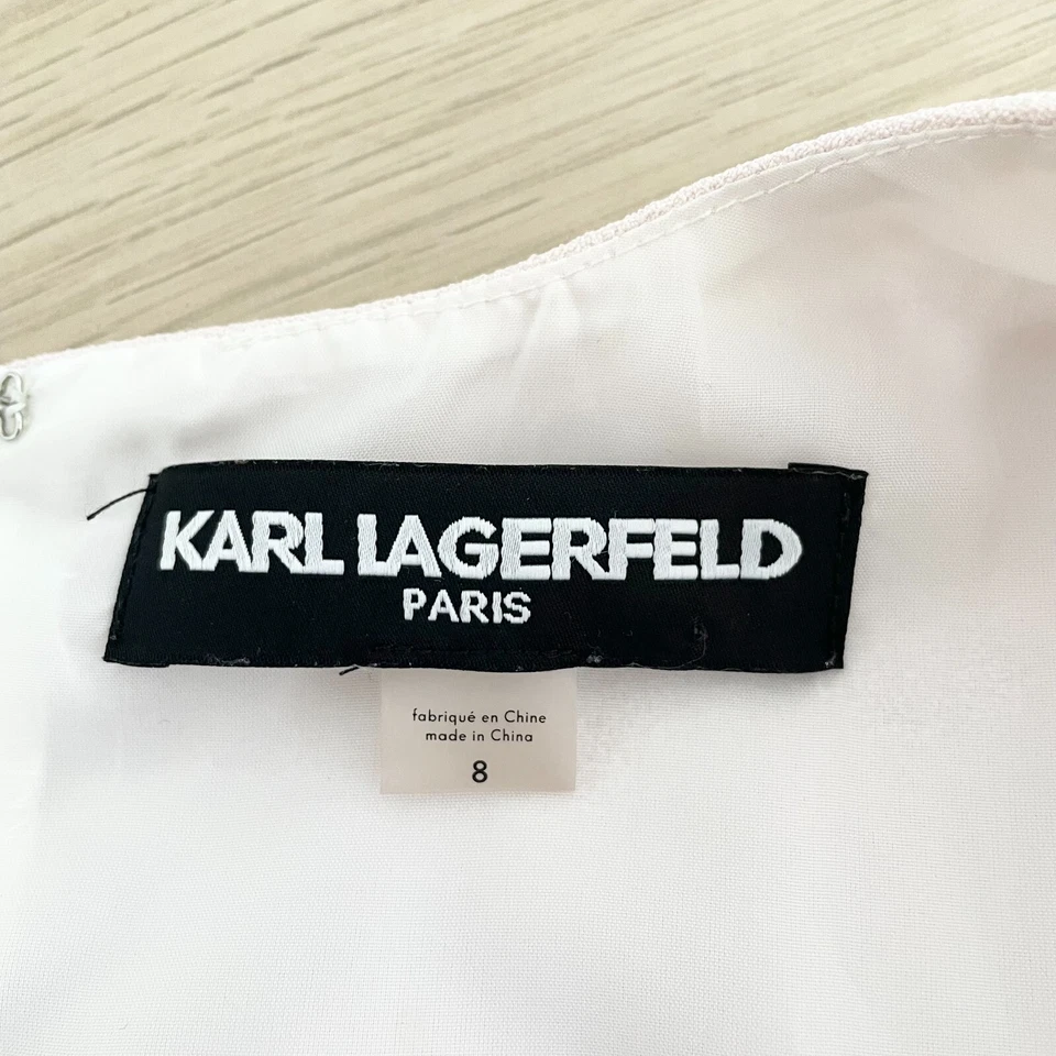 Karl Lagerfeld Paris A-Line Dress Womens Size 8 Pink Navy Colourblock Sleeveless - image 4 of 4
