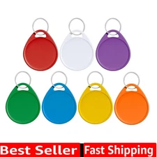 Pack of 50 Colorful 1.5 Inch Writable Round Key Tags with Metal Split Rings